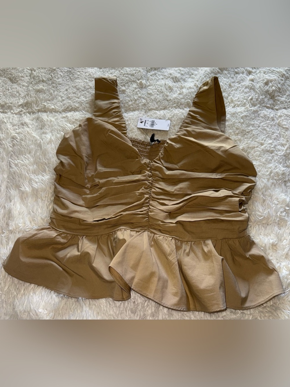 Express Tan Ruffle Peplum Hem Tank